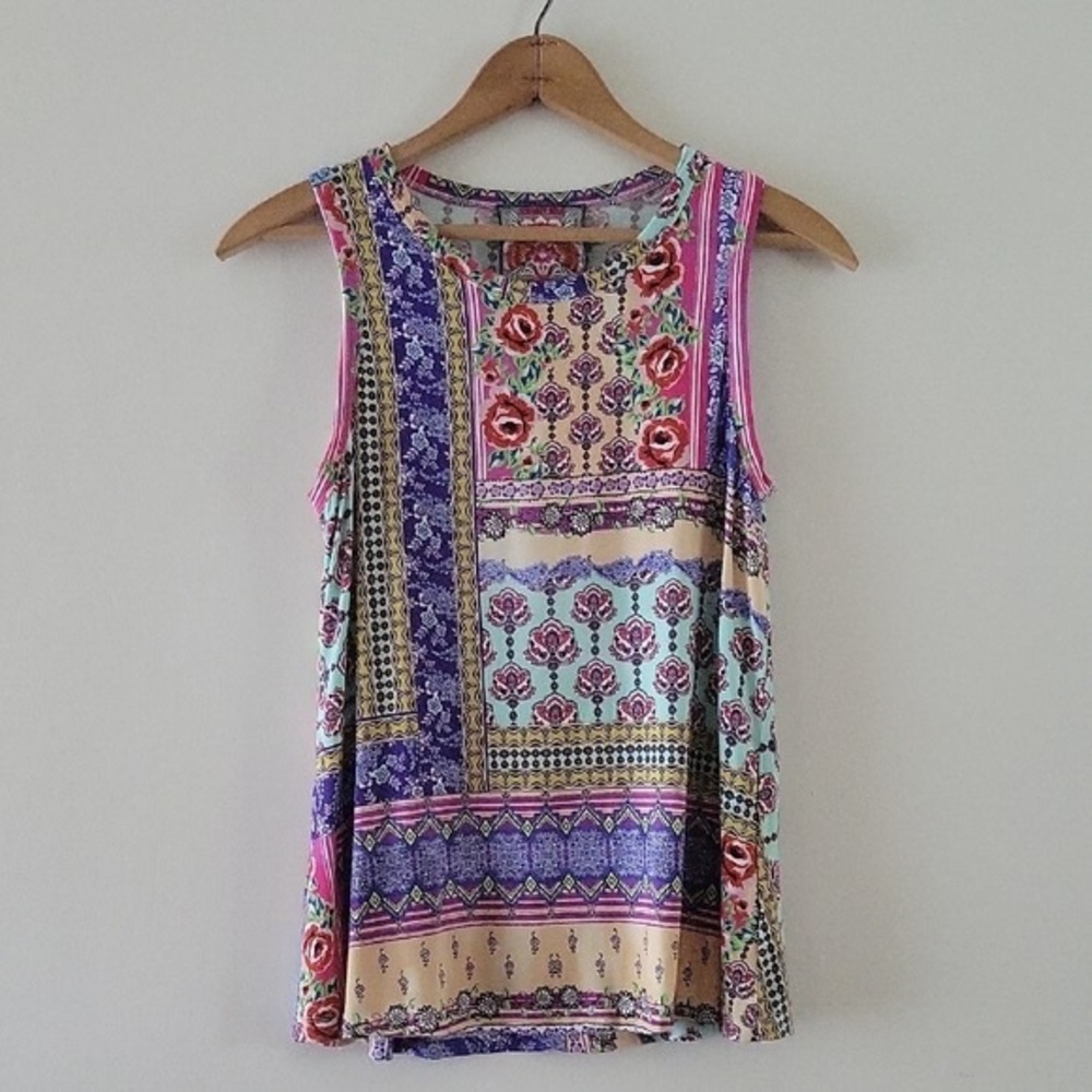 Johnny Was Multicolor Patchwork Tank Top - image 1
